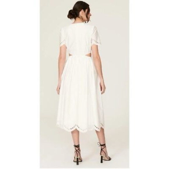 Self-Portrait White Scalloped Midi Dress - Picture 2 of 10